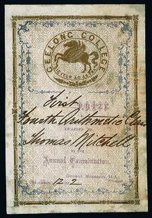 Award Bookplate 1st Arithmetic <br/>Fourth Class Thomas Mitchell